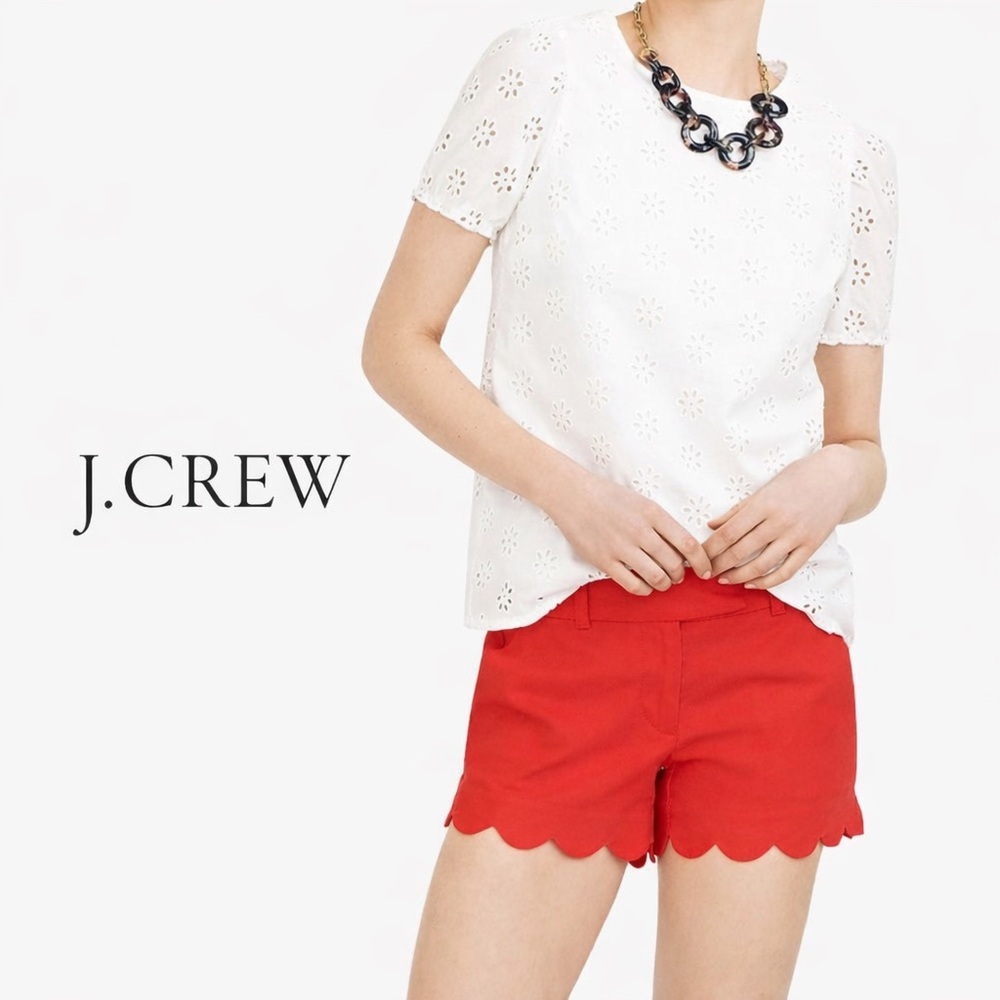 ❤️J.Crew Red Scalloped Shorts ❤️ Size: 4